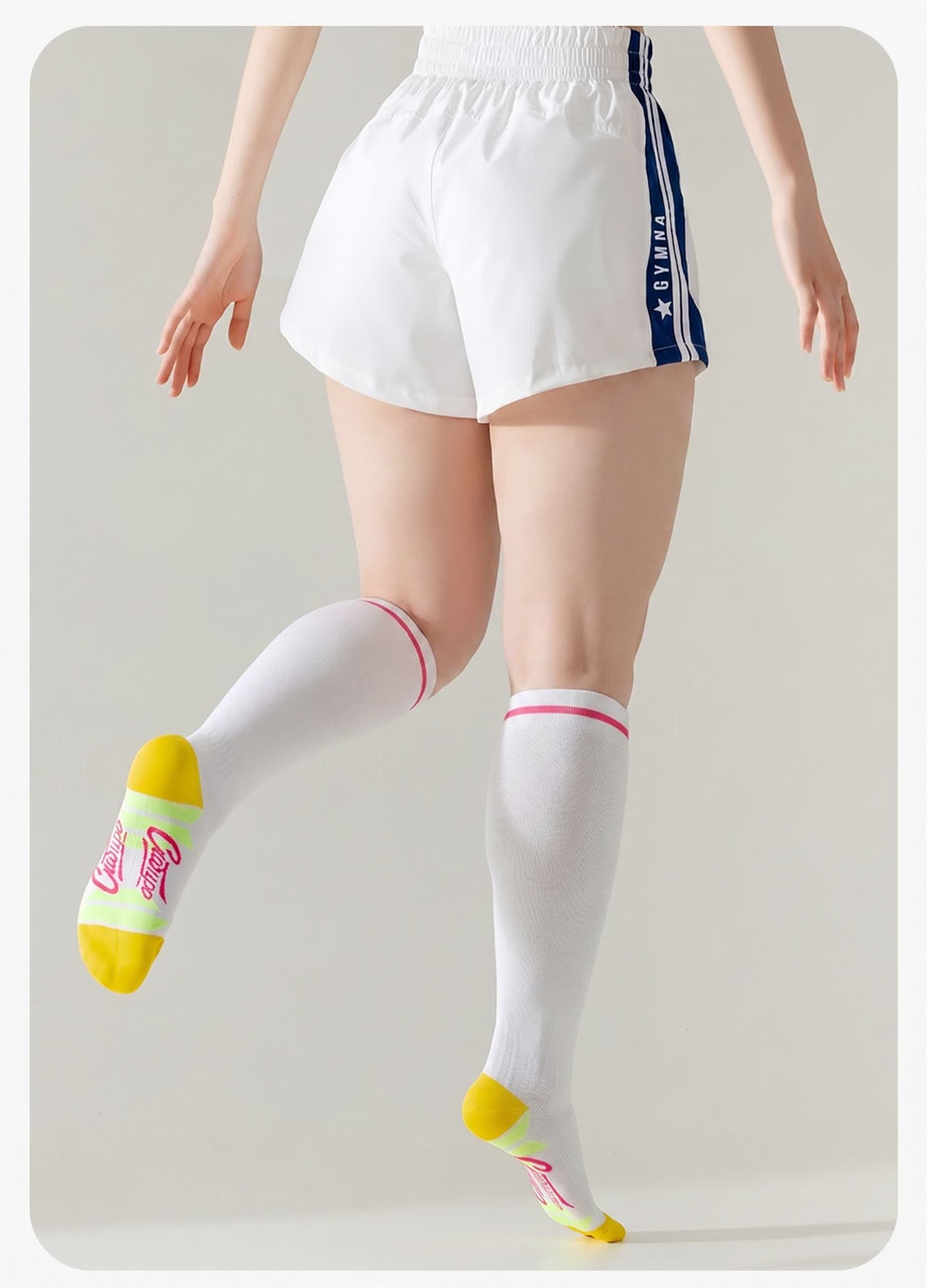 Plusock Sport Stripe Compression Socks(2 Pairs) - Yellow - EU36-40(US3-7) - image 1