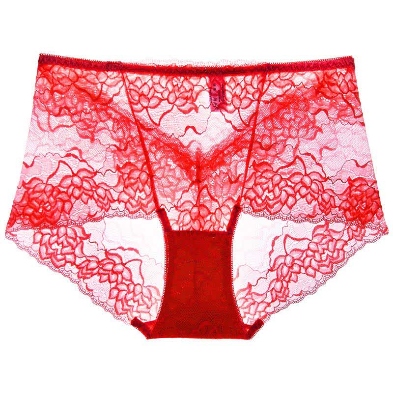Plusock Floral Lace Low Rise Panty(3 Packs) - Red - 2XL - image 3