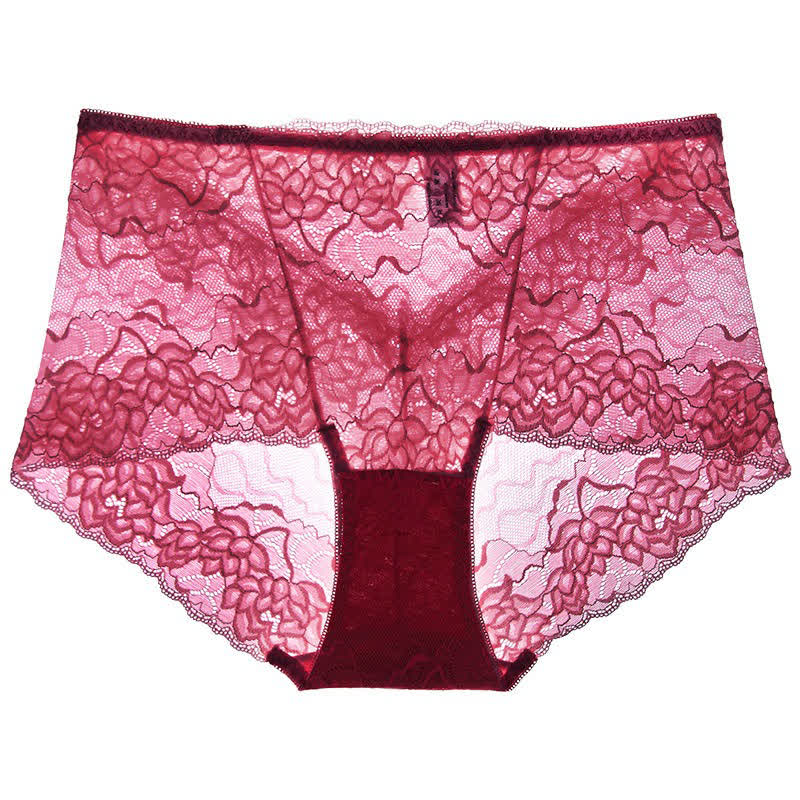 Plusock Floral Lace Low Rise Panty(3 Packs) - Wine - 2XL - image 5