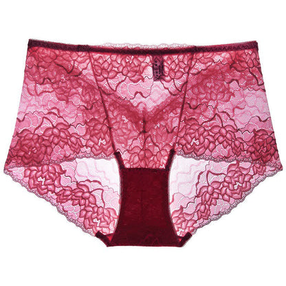 Plusock Floral Lace Low Rise Panty(3 Packs) - Wine - 2XL - image 5