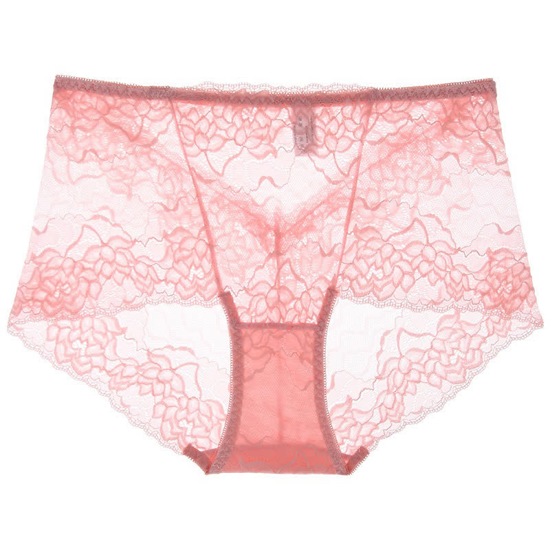 Plusock Floral Lace Low Rise Panty(3 Packs) - Pink - 2XL - image 4