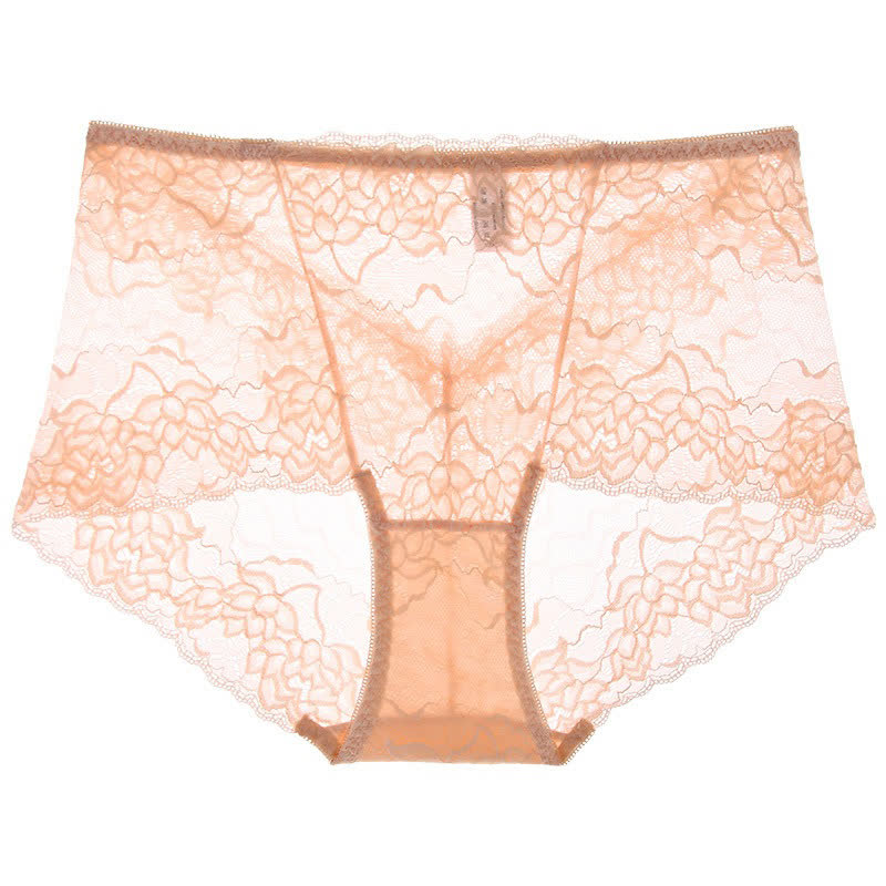 Plusock Floral Lace Low Rise Panty(3 Packs) - Apricot - 2XL - image 9