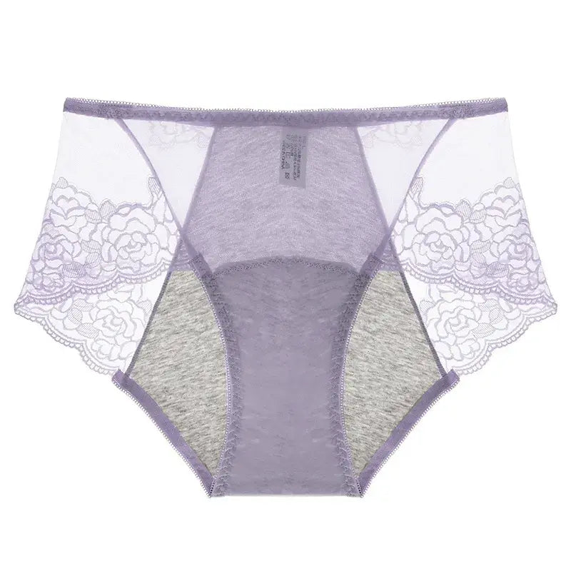 Plusock High Waist Lace Control Panty(3 Pairs) - Light Purple - 3XL - image 7