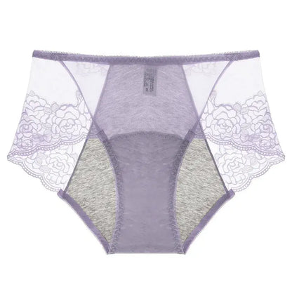 Plusock High Waist Lace Control Panty(3 Pairs) - Light Purple - 3XL - image 7
