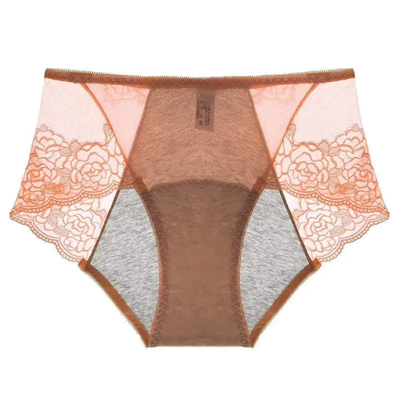 Plusock High Waist Lace Control Panty(3 Pairs) - Coffee - 3XL - image 6
