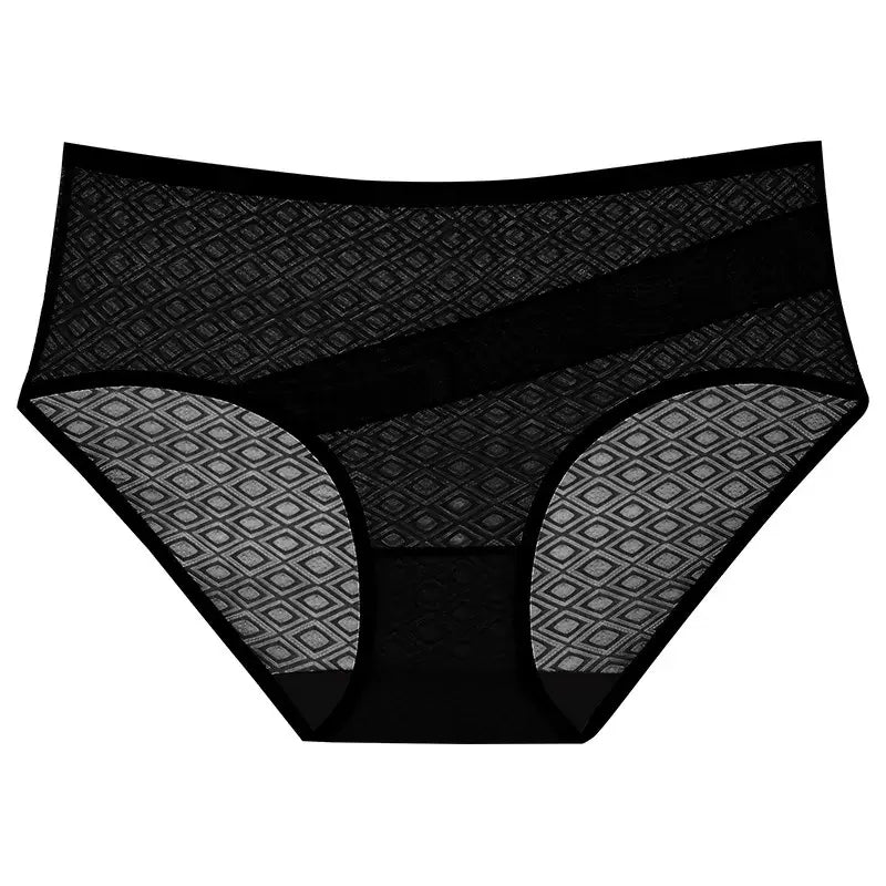 Plusock Diamond Mesh Trim Panty(3 Packs) - Black - 2XL - image 3