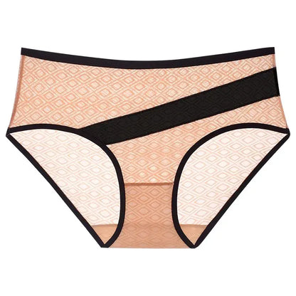 Plusock Diamond Mesh Trim Panty(3 Packs) - Apricot - 2XL - image 6