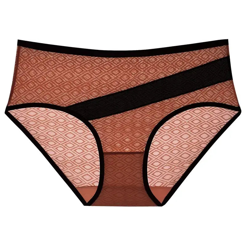 Plusock Diamond Mesh Trim Panty(3 Packs) - Caramel - 2XL - image 7