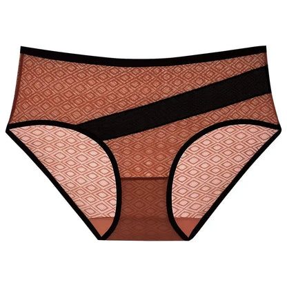 Plusock Diamond Mesh Trim Panty(3 Packs) - Caramel - 2XL - image 7