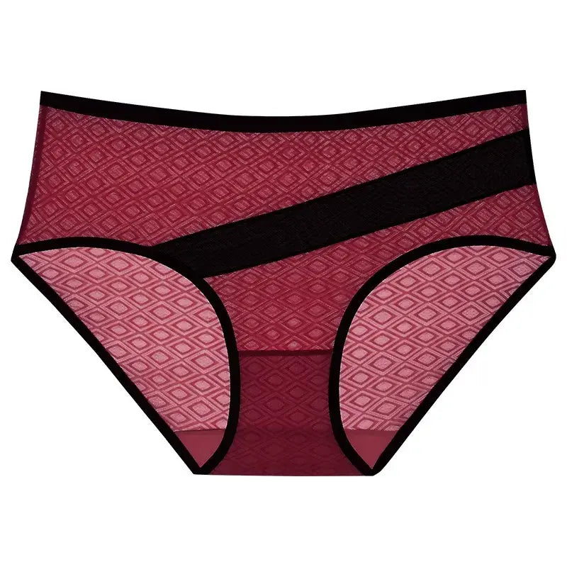 Plusock Diamond Mesh Trim Panty(3 Packs) - Red - 2XL - image 4