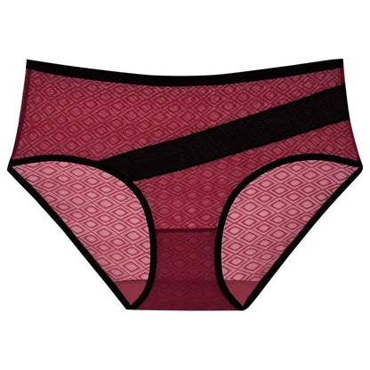 Plusock Diamond Mesh Trim Panty(3 Packs) - Red - 2XL - image 4