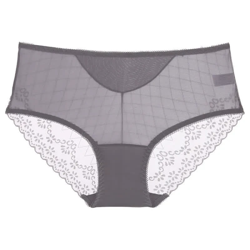 Plusock Lace Mesh High Waist Panty (3 Packs) - Grey - 2XL - image 3