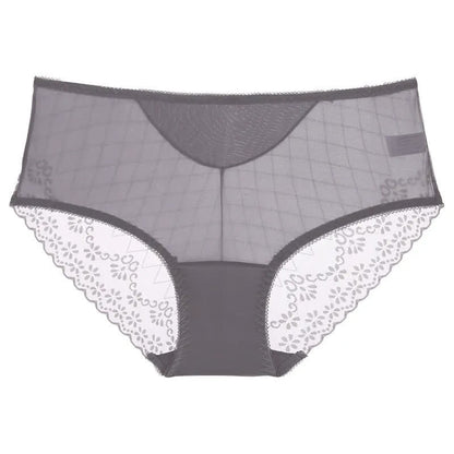 Plusock Lace Mesh High Waist Panty (3 Packs) - Grey - 2XL - image 3