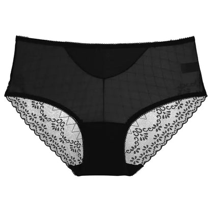 Plusock Lace Mesh High Waist Panty (3 Packs) - Black - 2XL - image 7