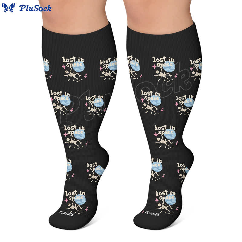 Plusock Plus Size Gothic Cat Star Compression Socks - image 7