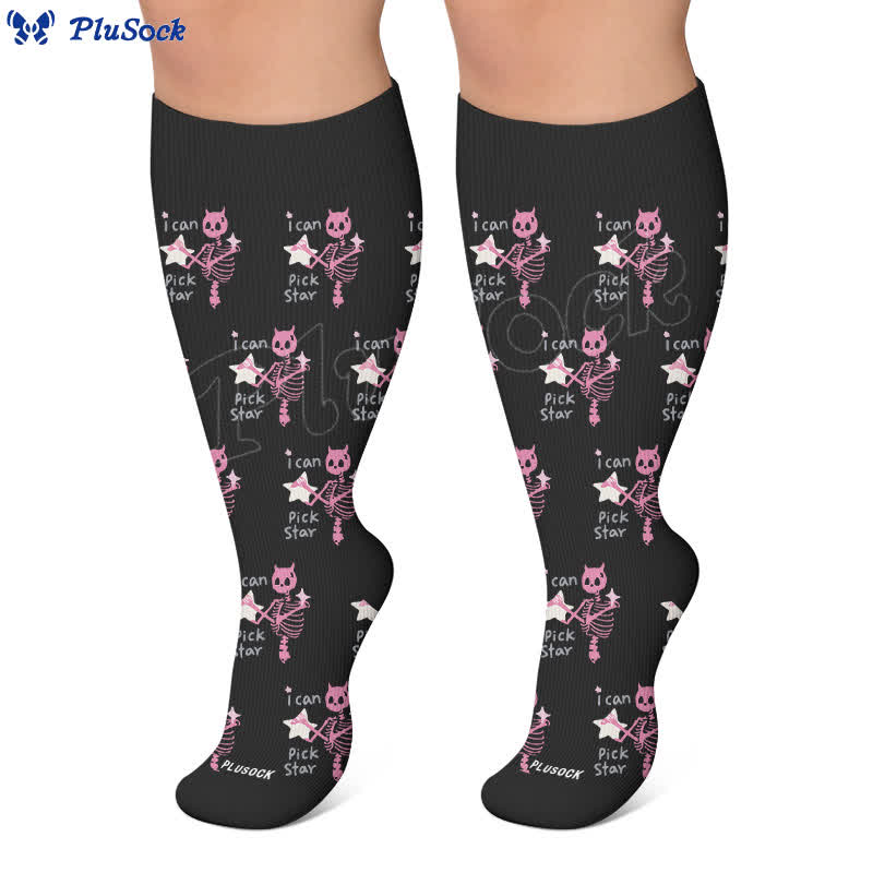 Plusock Plus Size Gothic Cat Star Compression Socks - image 5