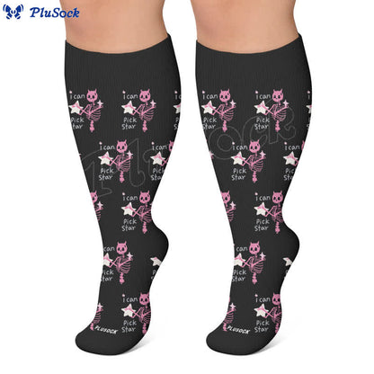 Plusock Plus Size Gothic Cat Star Compression Socks - image 5