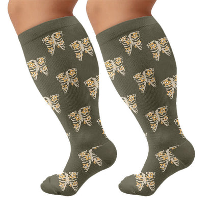 Plusock Plus Size Gothic Cat Star Compression Socks - Dark Grey(1 Pair) - 4XL - image 10