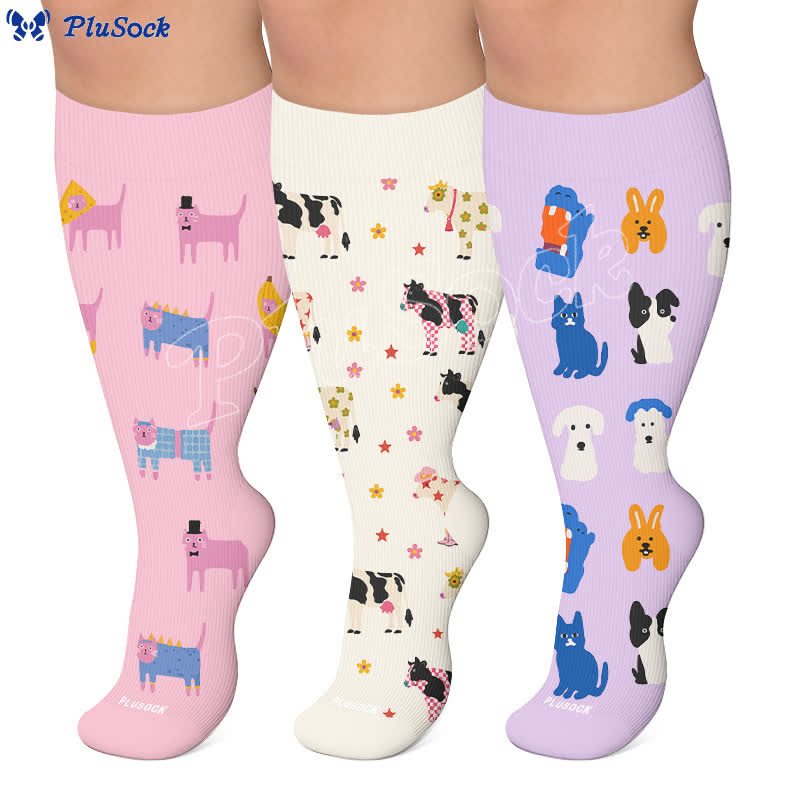 Plusock Plus Size Creative Animal Compression Socks - image 0