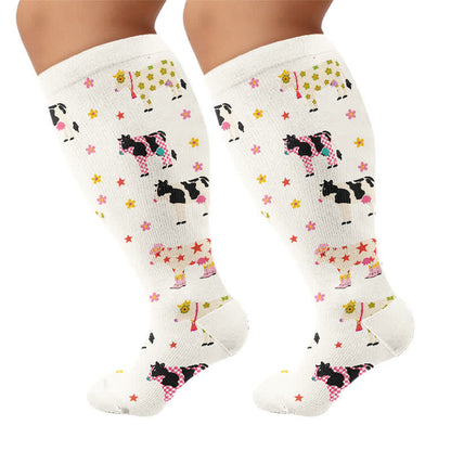 Plusock Plus Size Creative Animal Compression Socks - Beige(1 Pair) - 4XL - image 10