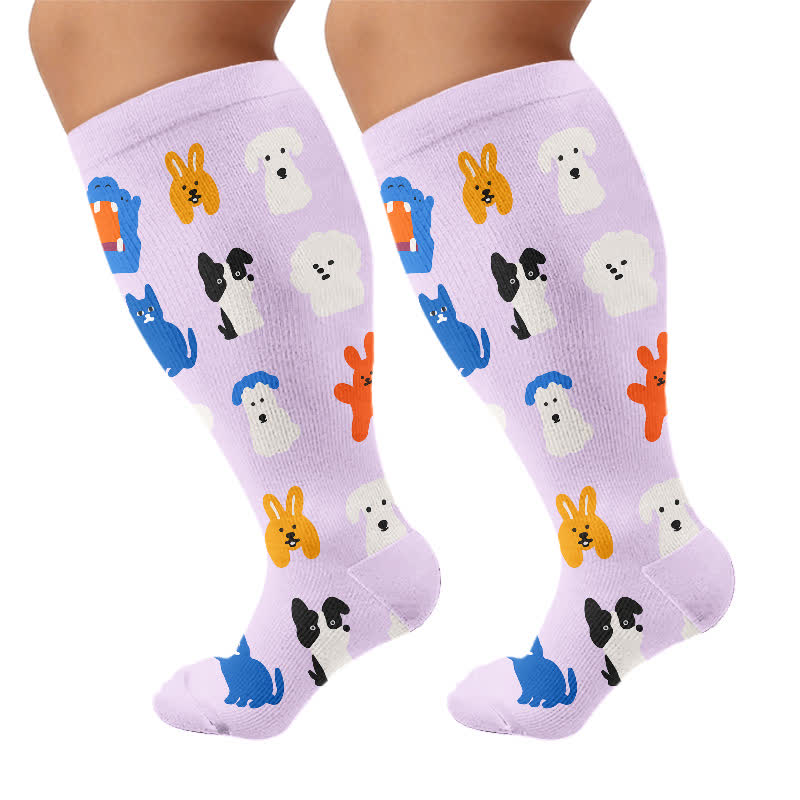 Plusock Plus Size Creative Animal Compression Socks - Purple(1 Pair) - 4XL - image 9