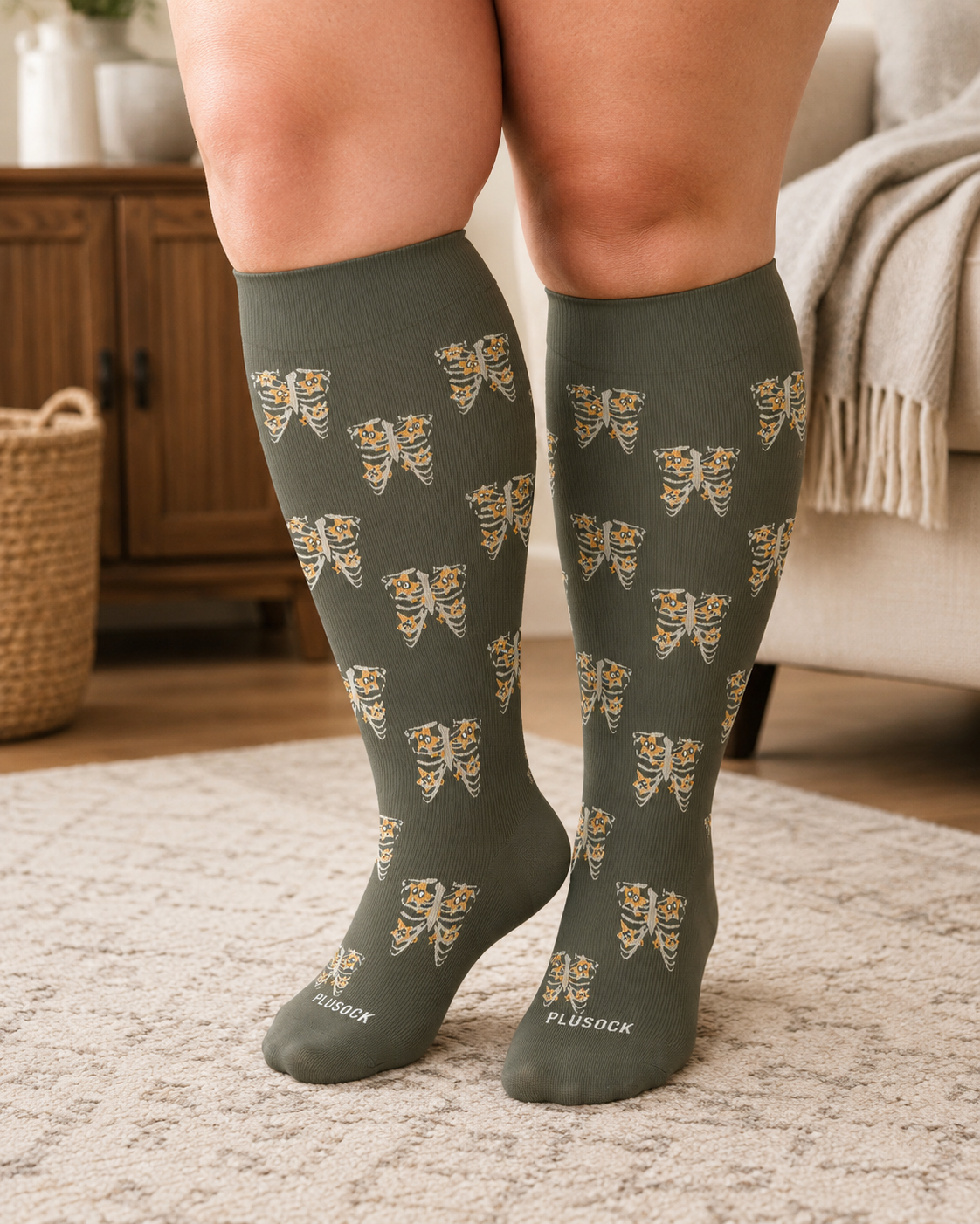 Plusock Plus Size Gothic Cat Star Compression Socks - image 3