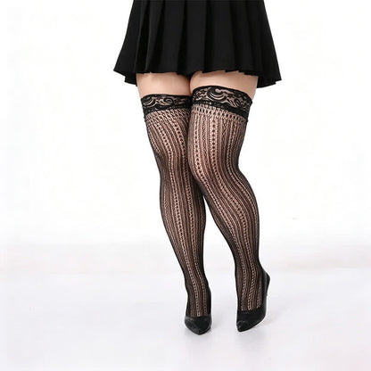 Plusock Lace Thigh High Pantyhose(3 Pairs) - B - L - image 4