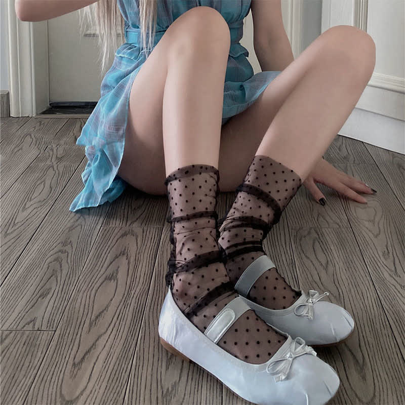 Plusock Sweet Lace Mesh Socks(4 Pairs） - G - EU35-42(US2-8.5) - image 7
