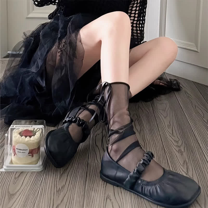 Plusock Sweet Lace Mesh Socks(4 Pairs） - C - EU35-42(US2-8.5) - image 3