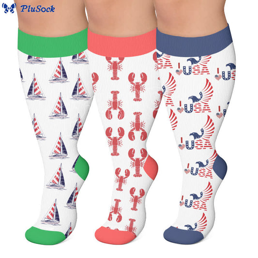 Plusock Plus Size Flag Colors Compression Socks - image 0