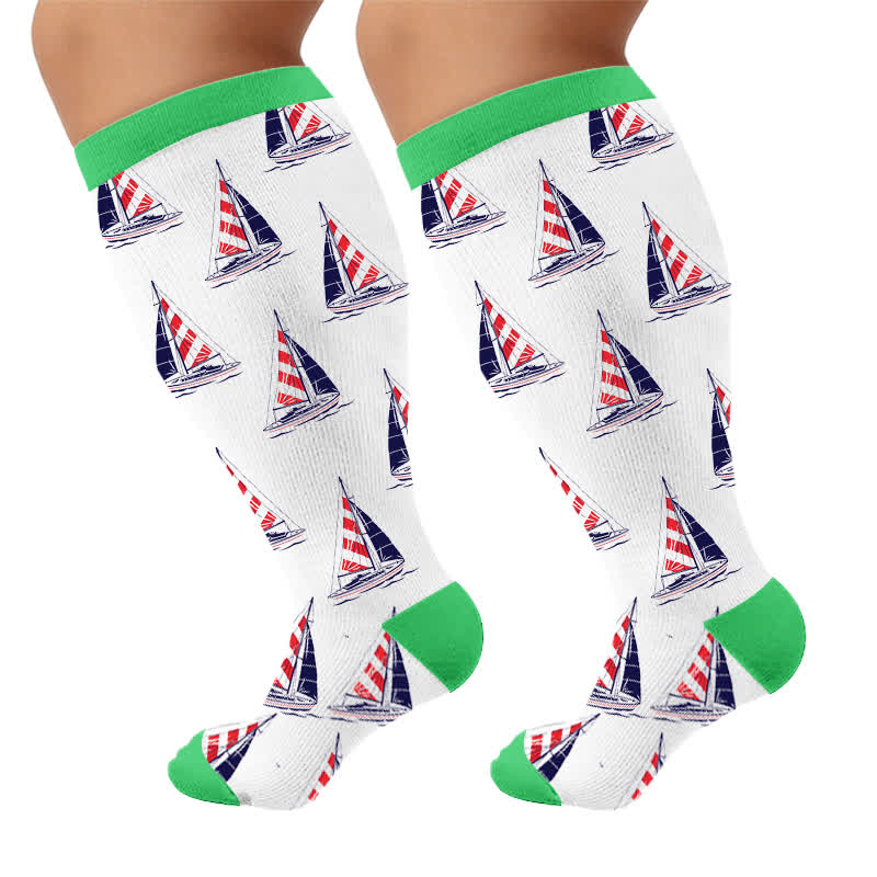 Plusock Plus Size Flag Colors Compression Socks - Green(1 Pair) - 4XL - image 8