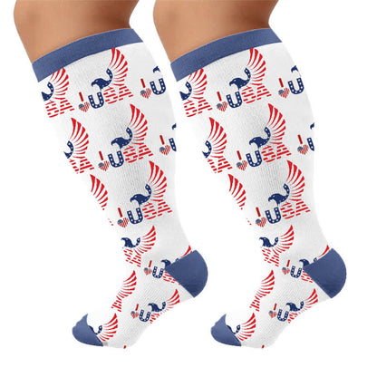 Plusock Plus Size Flag Colors Compression Socks - Blue(1 Pair) - 4XL - image 10