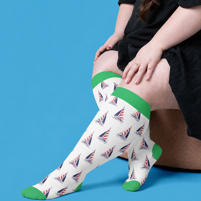 Plusock Plus Size Flag Colors Compression Socks - image 1