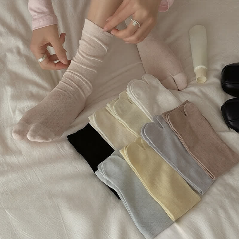 Plusock Silky Breathable Tabi Quarter Socks(6 Pairs) - image 0