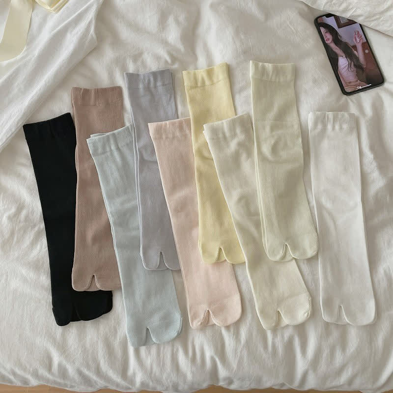 Plusock Silky Breathable Tabi Quarter Socks(6 Pairs) - Multicolor - EU36-40(US3-7) - image 1