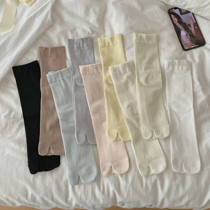 Plusock Silky Breathable Tabi Quarter Socks(6 Pairs) - Multicolor - EU36-40(US3-7) - image 1