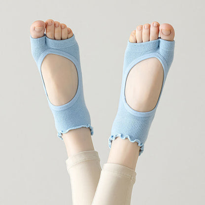 Plusock Cotton Open Toe Grip Quarter Socks(5 Pairs) - Blue - EU35-40(US2-7) - image 2