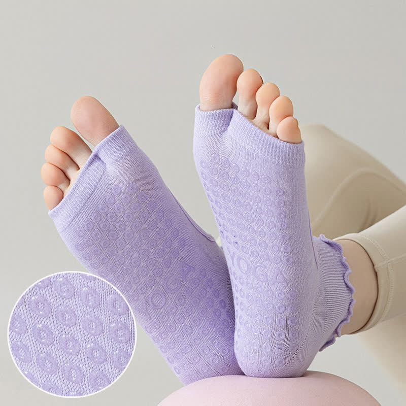 Plusock Cotton Open Toe Grip Quarter Socks(5 Pairs) - image 4