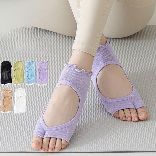 Plusock Cotton Open Toe Grip Quarter Socks(5 Pairs) - image 0