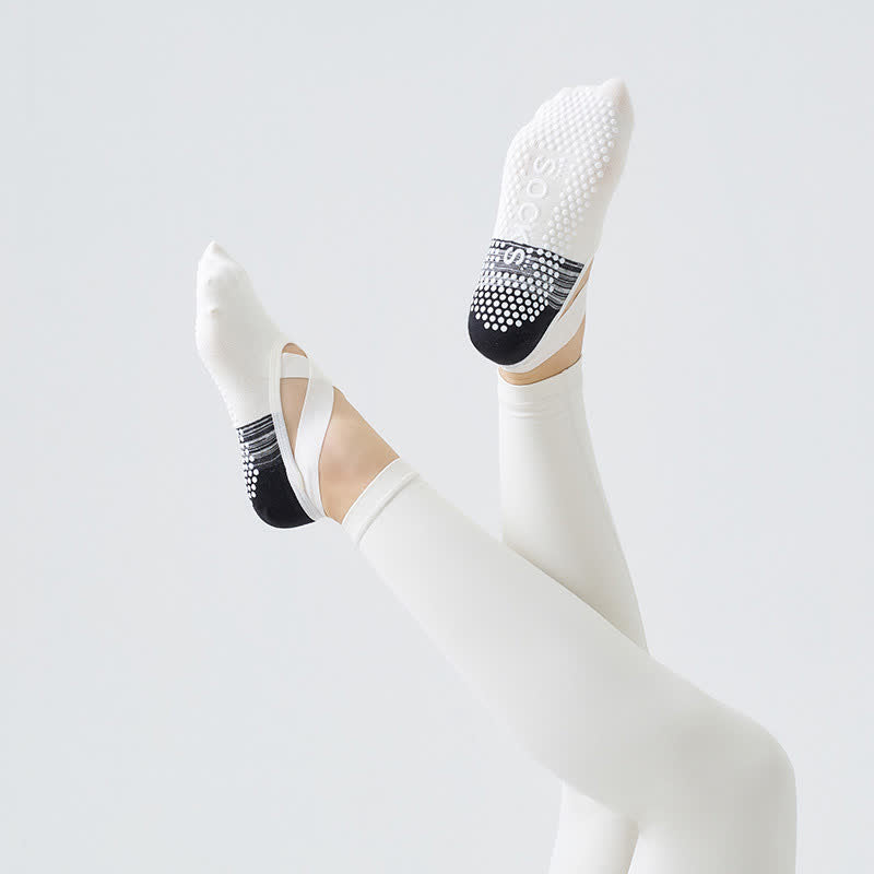 Plusock Cross Strap Grip Crew Socks(3 Pairs) - White - One Size - image 5