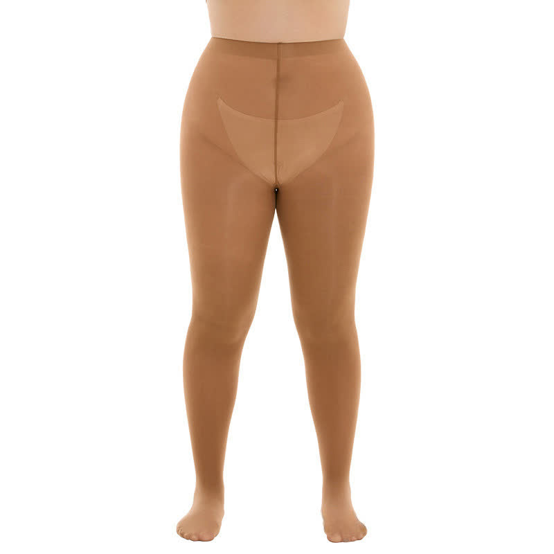 Plusock Shaping High Waist Pantyhose(3 Pairs) - Caramel - 3XL-4XL - image 11