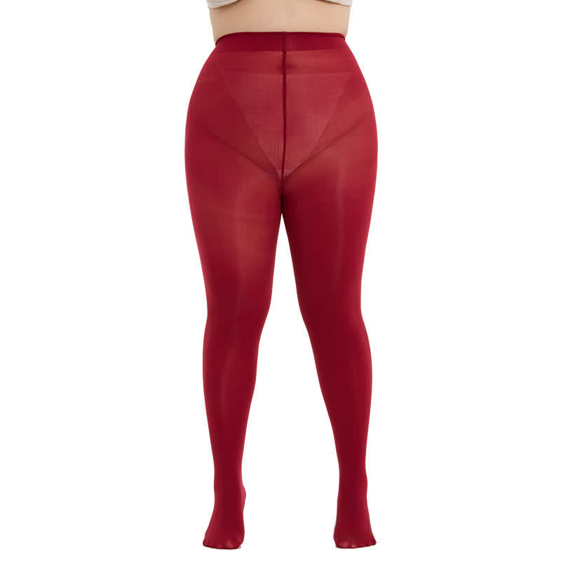 Plusock Shaping High Waist Pantyhose(3 Pairs) - Wine - 3XL-4XL - image 12