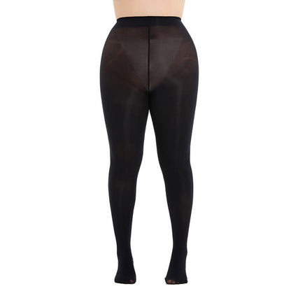 Plusock Shaping High Waist Pantyhose(3 Pairs) - Black - 3XL-4XL - image 6