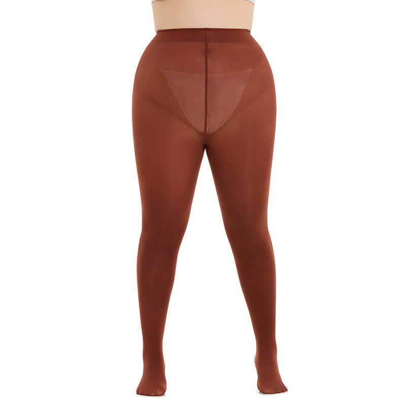 Plusock Shaping High Waist Pantyhose(3 Pairs) - Brown - 3XL-4XL - image 8