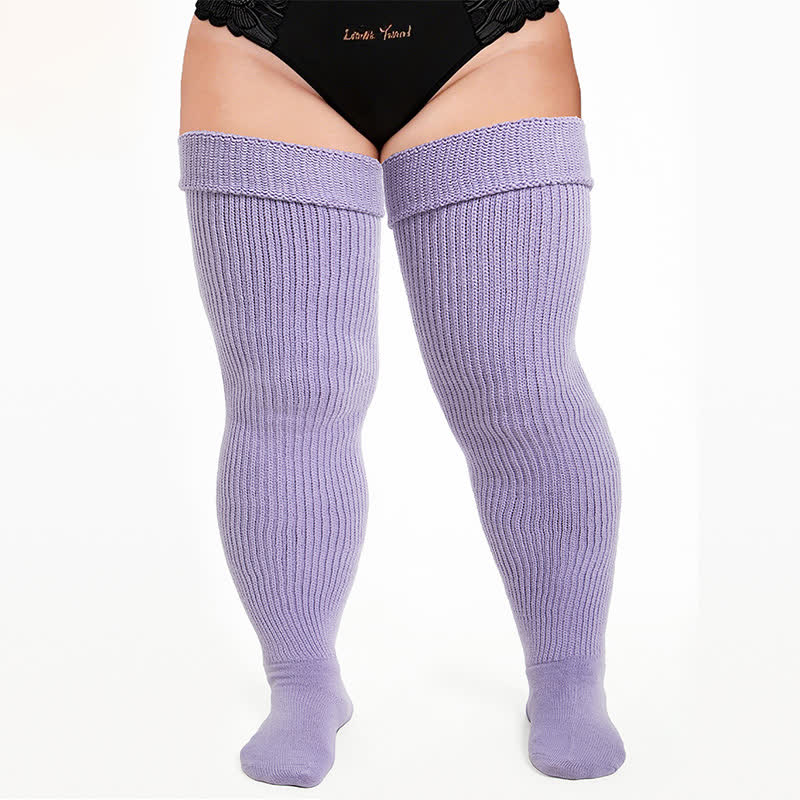 Plusock Retro Sport Thigh High Socks - Light Purple - One Size - image 6
