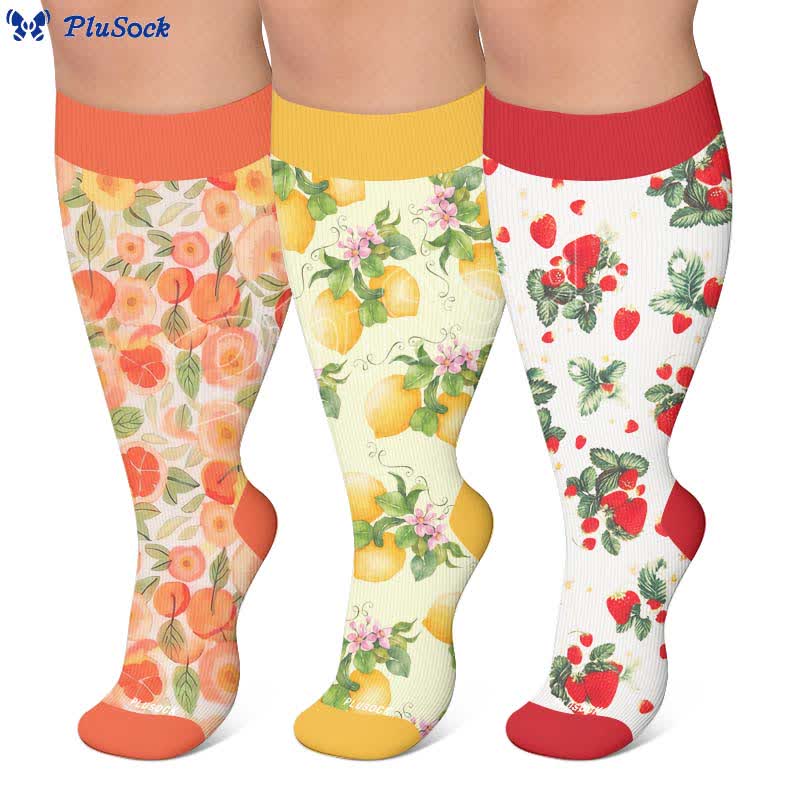 Plusock Plus Size Fruit Print Compression Socks - image 0