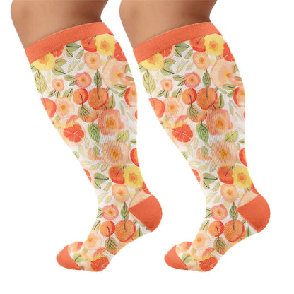 Plusock Plus Size Fruit Print Compression Socks - Orange(1 Pair) - 4XL - image 8