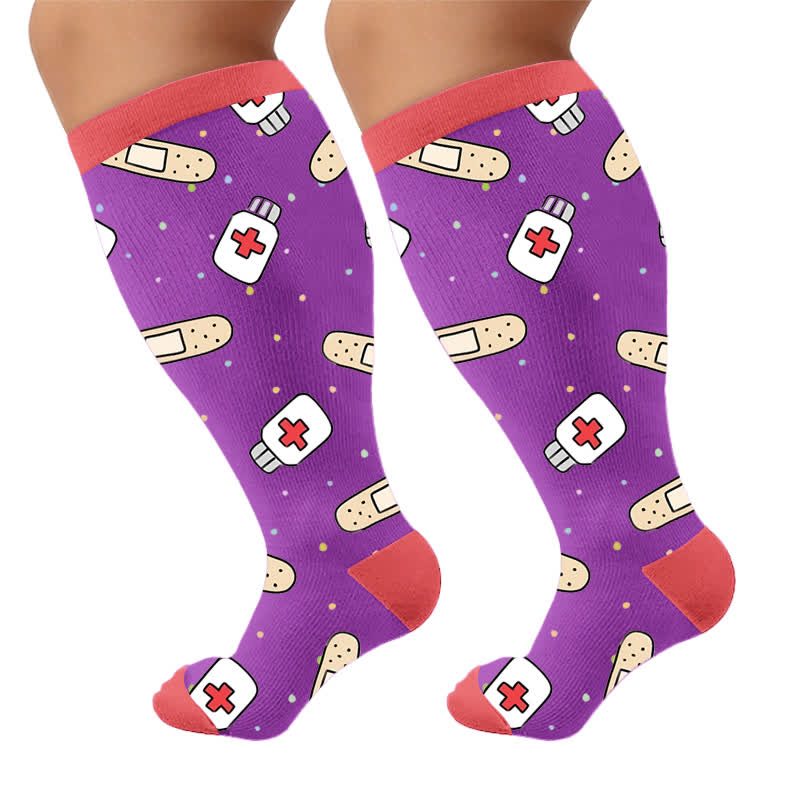 Plusock Plus Size Healthcare Compression Socks - Purple(1 Pair) - 4XL - image 9