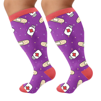 Plusock Plus Size Healthcare Compression Socks - Purple(1 Pair) - 4XL - image 9