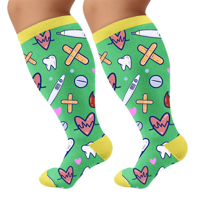 Plusock Plus Size Healthcare Compression Socks - Green(1 Pair) - 4XL - image 8